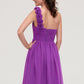 One-Shoulder Sleeveless Knee-Length Chiffon A-line/Princess Bridesmaid Dresseses With Pleated Flowers Maribel DEP0025441