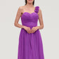 One-Shoulder Sleeveless Knee-Length Chiffon A-line/Princess Bridesmaid Dresseses With Pleated Flowers Maribel DEP0025441