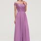 Sleeveless Off-the-Shoulder Long/Floor-Length Chiffon A-line/Princess Bridesmaid Dresseses With Appliqued Lara DEP0025442