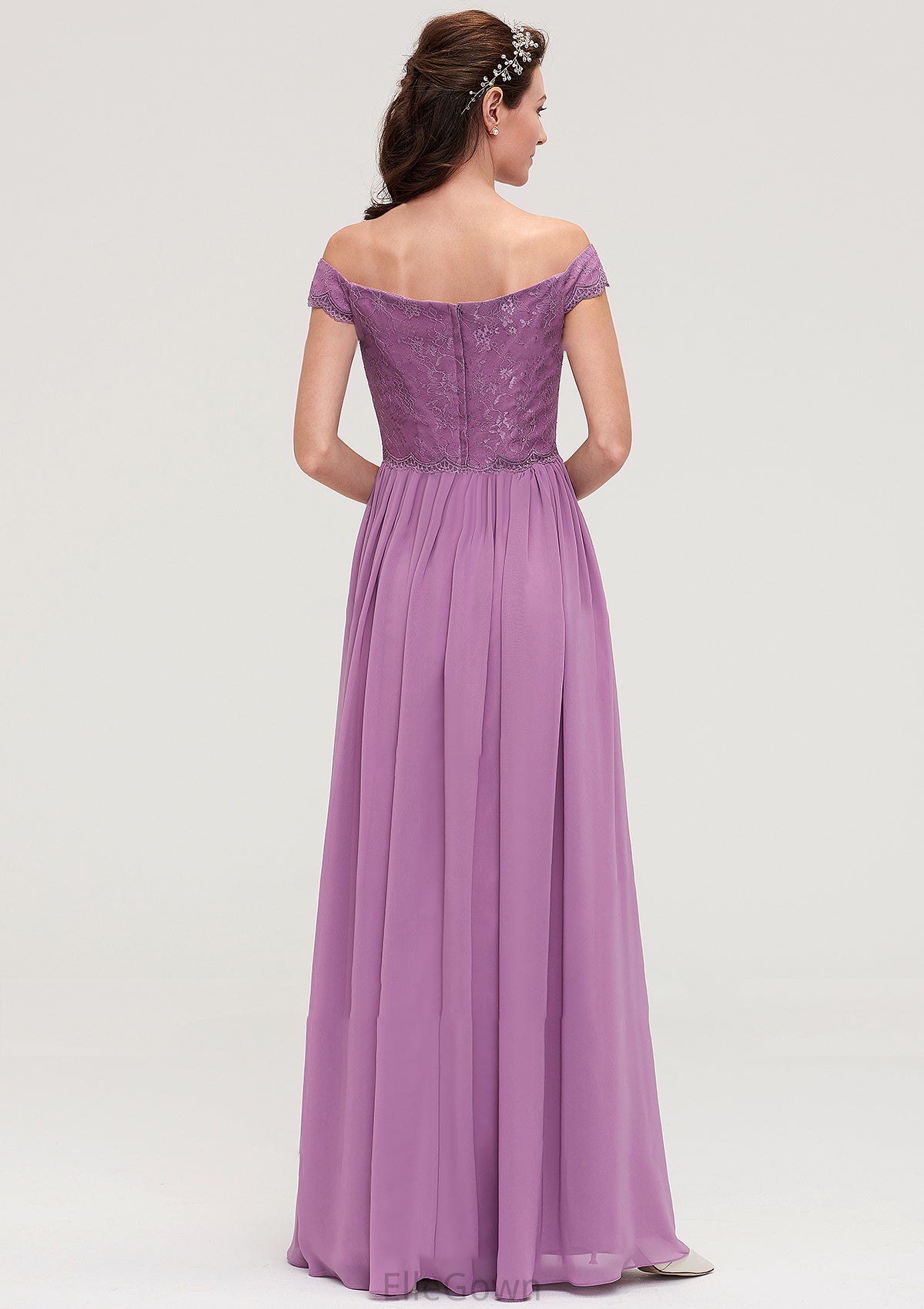 Sleeveless Off-the-Shoulder Long/Floor-Length Chiffon A-line/Princess Bridesmaid Dresseses With Appliqued Lara DEP0025442