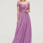 Sleeveless Off-the-Shoulder Long/Floor-Length Chiffon A-line/Princess Bridesmaid Dresseses With Appliqued Lara DEP0025442