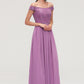 Sleeveless Off-the-Shoulder Long/Floor-Length Chiffon A-line/Princess Bridesmaid Dresseses With Appliqued Lara DEP0025442