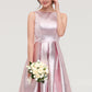 Bateau Sleeveless Taffeta Knee-Length A-line/Princess Bridesmaid Dresses With Ruffles  -   Karlie DEP0025444