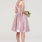 Bateau Sleeveless Taffeta Knee-Length A-line/Princess Bridesmaid Dresses With Ruffles  -   Karlie DEP0025444