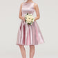 Bateau Sleeveless Taffeta Knee-Length A-line/Princess Bridesmaid Dresses With Ruffles  -   Karlie DEP0025444