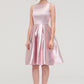 Bateau Sleeveless Taffeta Knee-Length A-line/Princess Bridesmaid Dresses With Ruffles  -   Karlie DEP0025444