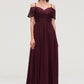 Off-the-Shoulder Sleeveless Chiffon A-line/Princess Long/Floor-Length Bridesmaid Dresseses With Lace Anaya DEP0025449