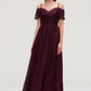 Off-the-Shoulder Sleeveless Chiffon A-line/Princess Long/Floor-Length Bridesmaid Dresseses With Lace Anaya DEP0025449