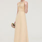 Sleeveless Halter Open Back Long/Floor-Length Sheath/Column Chiffon Bridesmaid Dresses With Pleated Lace Karen DEP0025451