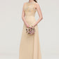 Sleeveless Halter Open Back Long/Floor-Length Sheath/Column Chiffon Bridesmaid Dresses With Pleated Lace Karen DEP0025451