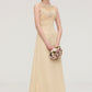 Sleeveless Halter Open Back Long/Floor-Length Sheath/Column Chiffon Bridesmaid Dresses With Pleated Lace Karen DEP0025451