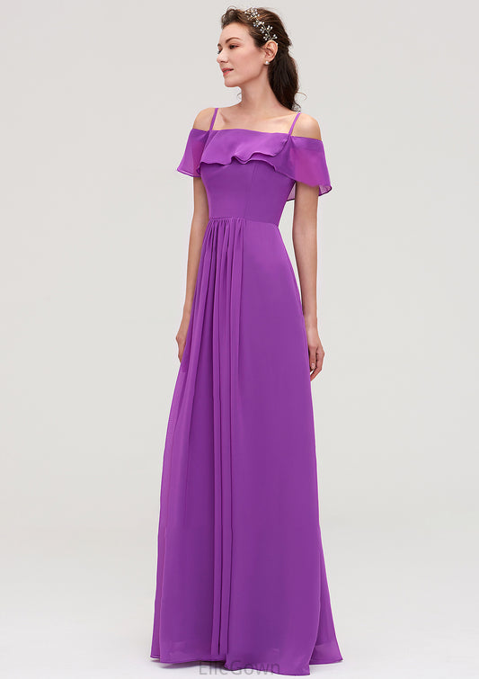 Sleeveless Off-the-Shoulder Chiffon A-line/Princess Long/Floor-Length Bridesmaid Dresseses With Ruffles Nicole DEP0025452