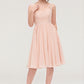 Sleeveless V Neck A-line/Princess Chiffon Knee-Length Bridesmaid Dresses With Lace Fiona DEP0025453