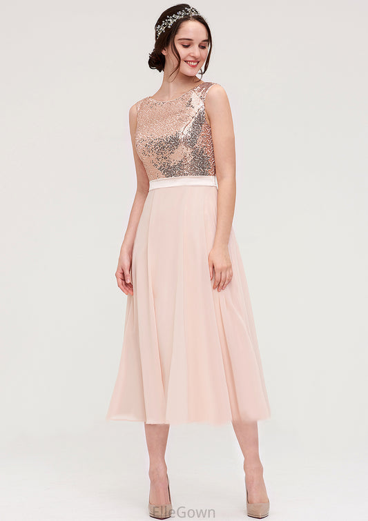 Sleeveless Bateau Chiffon A-line/Princess Bridesmaid Dresses With Sashes Sequins Jemima DEP0025454