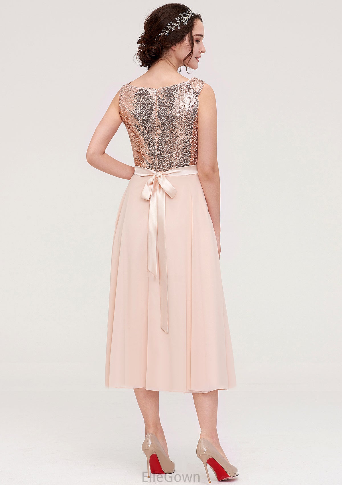 Sleeveless Bateau Chiffon A-line/Princess Bridesmaid Dresses With Sashes Sequins Jemima DEP0025454