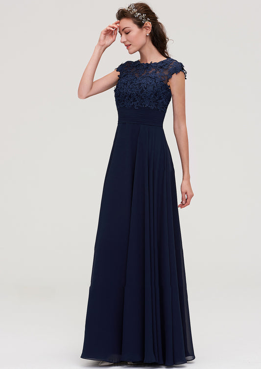 Sleeveless Chiffon A-line/Princess Long/Floor-Length Bridesmaid Dresseses With Appliqued Genesis DEP0025455