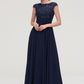 Sleeveless Chiffon A-line/Princess Long/Floor-Length Bridesmaid Dresseses With Appliqued Genesis DEP0025455