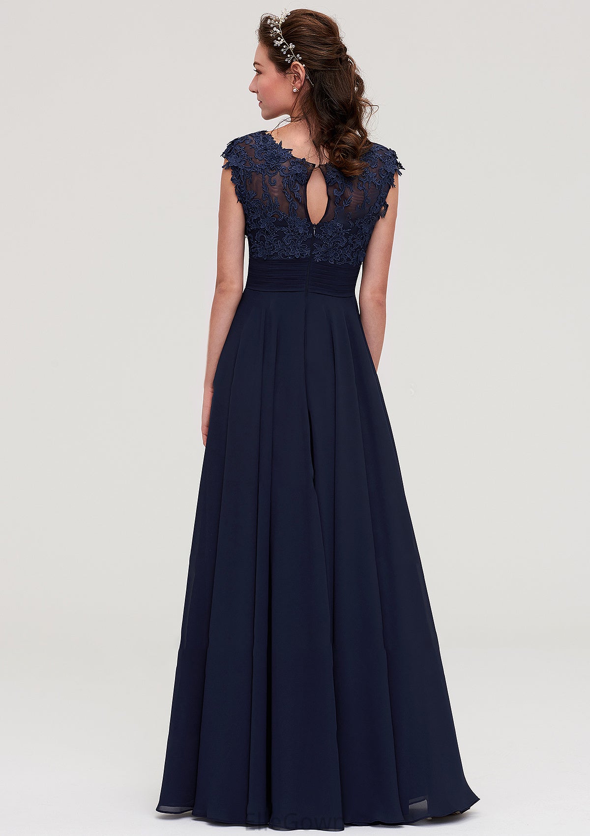 Sleeveless Chiffon A-line/Princess Long/Floor-Length Bridesmaid Dresseses With Appliqued Genesis DEP0025455