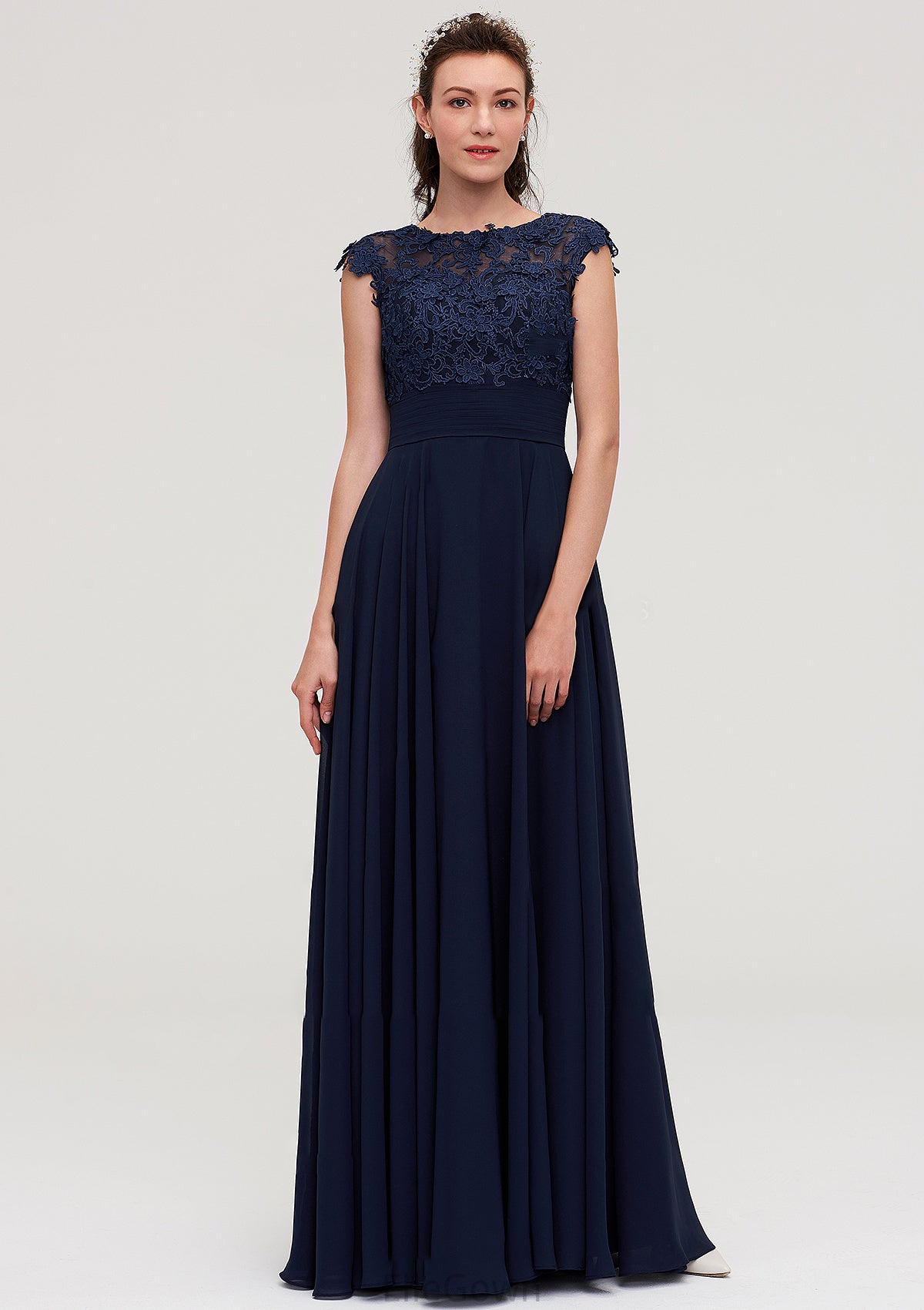 Sleeveless Chiffon A-line/Princess Long/Floor-Length Bridesmaid Dresseses With Appliqued Genesis DEP0025455