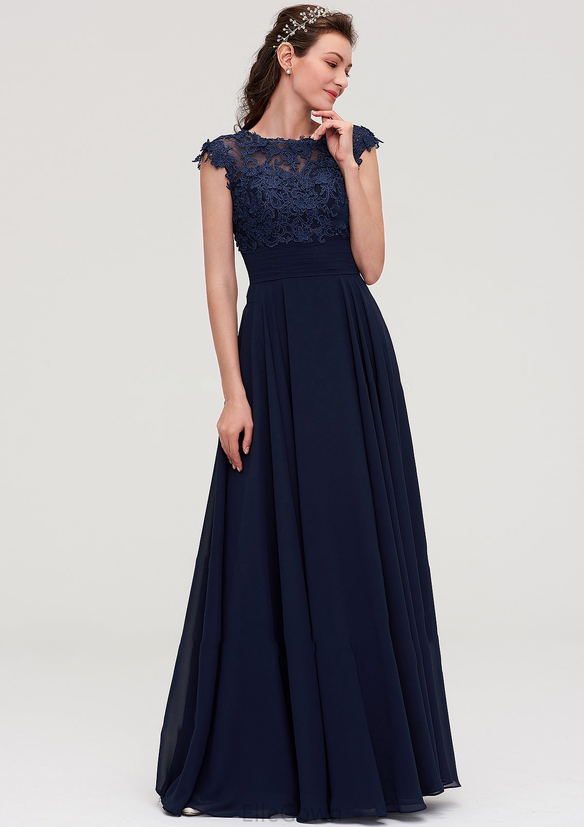 Sleeveless Chiffon A-line/Princess Long/Floor-Length Bridesmaid Dresseses With Appliqued Genesis DEP0025455