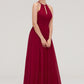 Scoop Neck Sleeveless A-line/Princess Long/Floor-Length Chiffon Bridesmaid Dresseses With Pleated Micaela DEP0025456