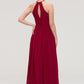 Scoop Neck Sleeveless A-line/Princess Long/Floor-Length Chiffon Bridesmaid Dresseses With Pleated Micaela DEP0025456