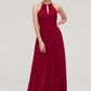 Scoop Neck Sleeveless A-line/Princess Long/Floor-Length Chiffon Bridesmaid Dresseses With Pleated Micaela DEP0025456