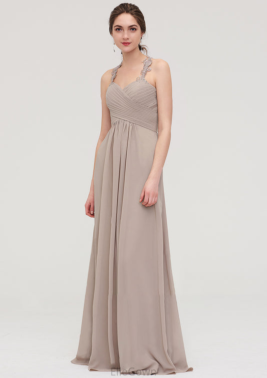 Sleeveless Sweetheart Long/Floor-Length Chiffon A-line/Princess Bridesmaid Dresses With Pleated Lace Marlene DEP0025457