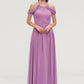 Scoop Neck Sleeveless Chiffon A-line/Princess Long/Floor-Length Bridesmaid Dresseses With Pleated Sarahi DEP0025461