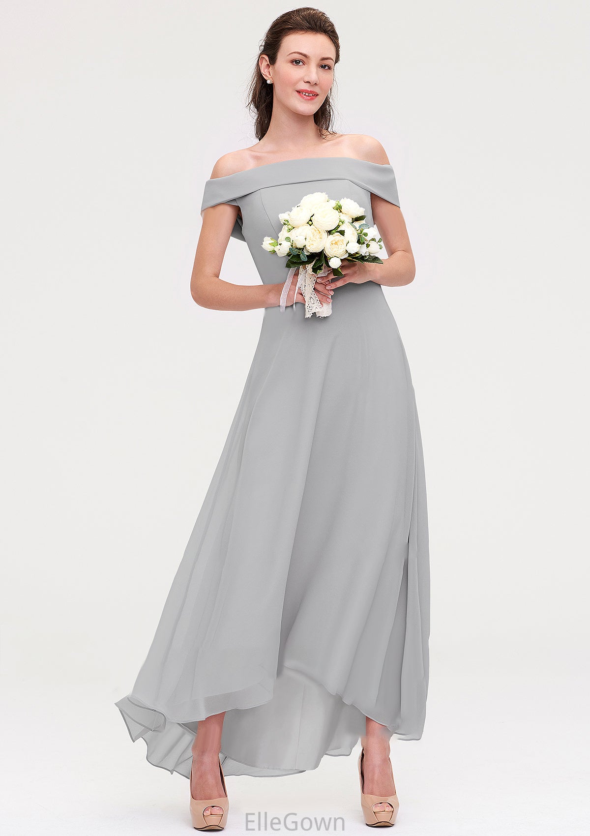 Off-the-Shoulder Sleeveless Asymmetrical Chiffon A-line/Princess Bridesmaid Dresseses Gisselle DEP0025465