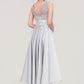 Sleeveless V Neck Asymmetrical Satin A-line/Princess Bridesmaid Dresses With Pleated Lace Sage DEP0025468