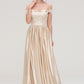 Off-the-Shoulder SleevelessA-line/Princess Charmeuse  Long/Floor-Length Bridesmaid Dresses With Appliqued Jan DEP0025469