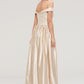 Off-the-Shoulder SleevelessA-line/Princess Charmeuse  Long/Floor-Length Bridesmaid Dresses With Appliqued Jan DEP0025469