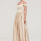 Off-the-Shoulder SleevelessA-line/Princess Charmeuse  Long/Floor-Length Bridesmaid Dresses With Appliqued Jan DEP0025469