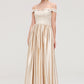 Off-the-Shoulder SleevelessA-line/Princess Charmeuse  Long/Floor-Length Bridesmaid Dresses With Appliqued Jan DEP0025469