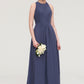 Sleeveless Scoop Neck ong/Floor-Length Chiffon A-line/Princess LStormy Bridesmaid Dresses With Pleated Sara DEP0025470