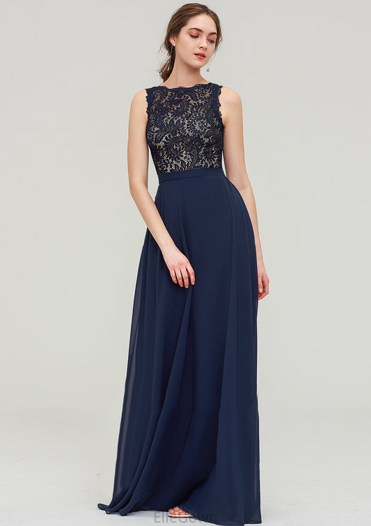 Sleeveless Bateau Long/Floor-Length  Chiffon A-line/Princess Bridesmaid Dresses With Sashes Lace Nathaly DEP0025471