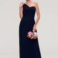 Sleeveless One-Shoulder A-line/Princess Chiffon Long/Floor-Length Bridesmaid Dresses With Pleated Amiah DEP0025475