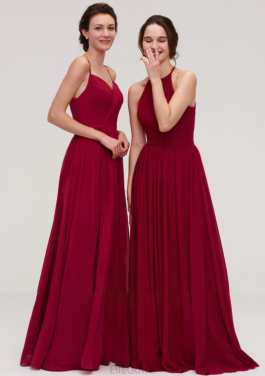 Sleeveless Sweetheart Long/Floor-Length Chiffon A-line/Princess Bridesmaid Dresseses With Split Pleated Alia DEP0025477