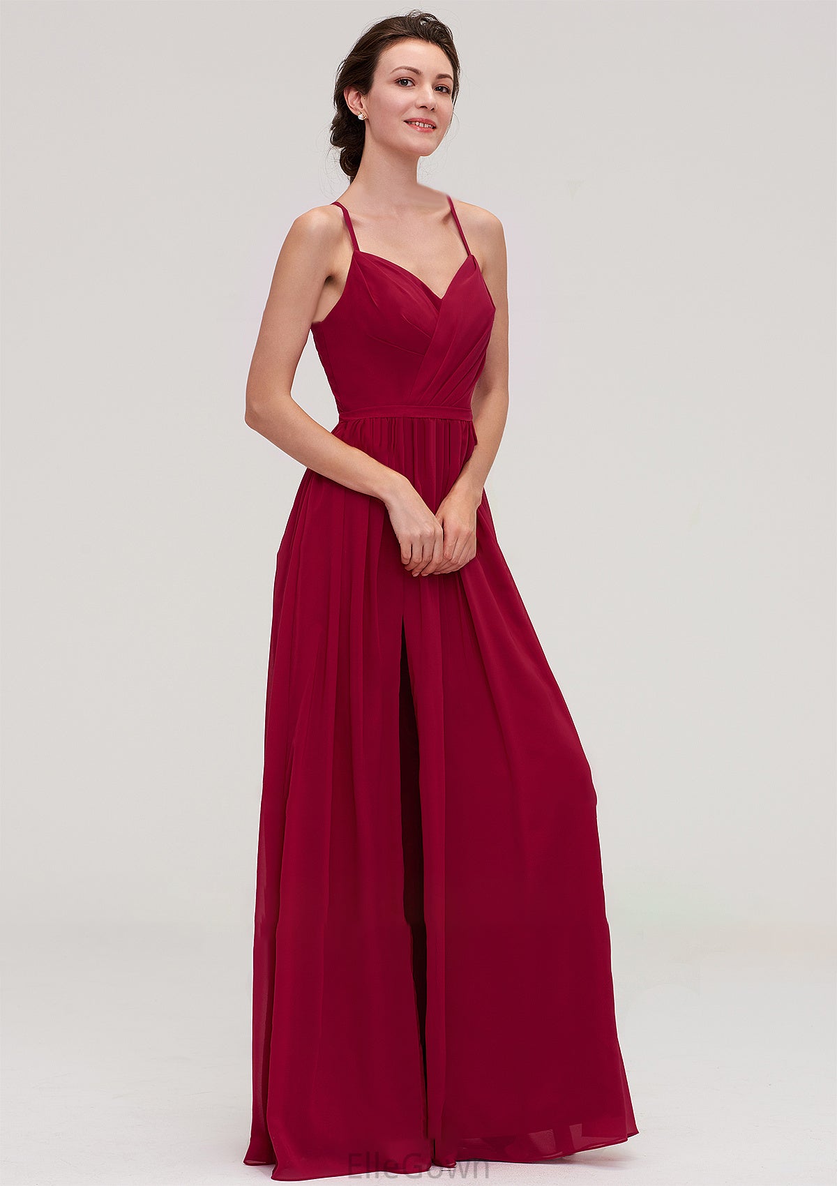 Sleeveless Sweetheart Long/Floor-Length Chiffon A-line/Princess Bridesmaid Dresseses With Split Pleated Alia DEP0025477