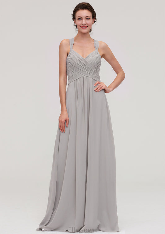 Sleeveless Sweetheart Long/Floor-Length Chiffon A-line/Princess Bridesmaid Dresseses With Pleated Beading Eileen DEP0025478