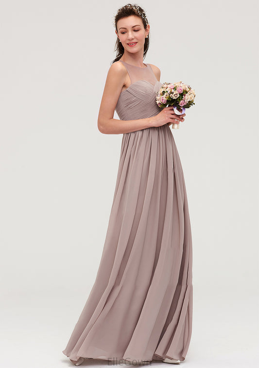 Sleeveless A-line/Princess Chiffon Long/Floor-Length Bridesmaid Dresseses With Pleated Desiree DEP0025479