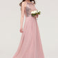 Sleeveless Bateau Long/Floor-Length Chiffon A-line/Princess Bridesmaid Dresses With Sequins Dominique DEP0025484