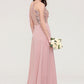 Sleeveless Bateau Long/Floor-Length Chiffon A-line/Princess Bridesmaid Dresses With Sequins Dominique DEP0025484