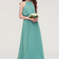 High-Neck Sleeveless Long/Floor-Length Chiffon A-line/Princess Bridesmaid Dresses With Sashes Sandy DEP0025485