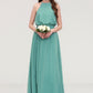 High-Neck Sleeveless Long/Floor-Length Chiffon A-line/Princess Bridesmaid Dresses With Sashes Sandy DEP0025485