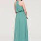 High-Neck Sleeveless Long/Floor-Length Chiffon A-line/Princess Bridesmaid Dresses With Sashes Sandy DEP0025485