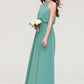 High-Neck Sleeveless Long/Floor-Length Chiffon A-line/Princess Bridesmaid Dresses With Sashes Sandy DEP0025485