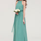 High-Neck Sleeveless Long/Floor-Length Chiffon A-line/Princess Bridesmaid Dresses With Sashes Sandy DEP0025485