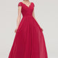 Sleeveless V Neck Long/Floor-Length Chiffon A-line/Princess Bridesmaid Dresses With Lace Pleated Aiyana DEP0025486